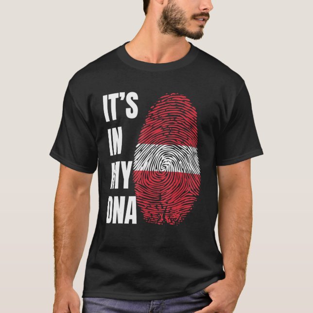 Fingerprint DNA Biometry Latvia Flag T Shirt (Framsida)