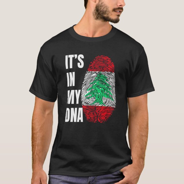 Fingerprint DNA Biometry Libanese Flagga Libanon T Shirt (Framsida)