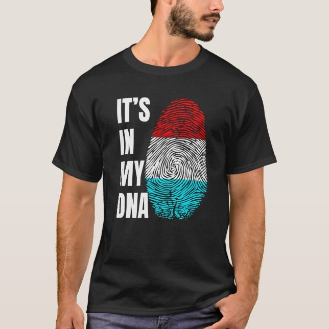 Fingerprint DNA Biometry Luxembourg Flag Luxembour T Shirt (Framsida)