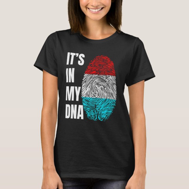 Fingerprint DNA Biometry Luxembourg Flag Luxembour T Shirt (Framsida)