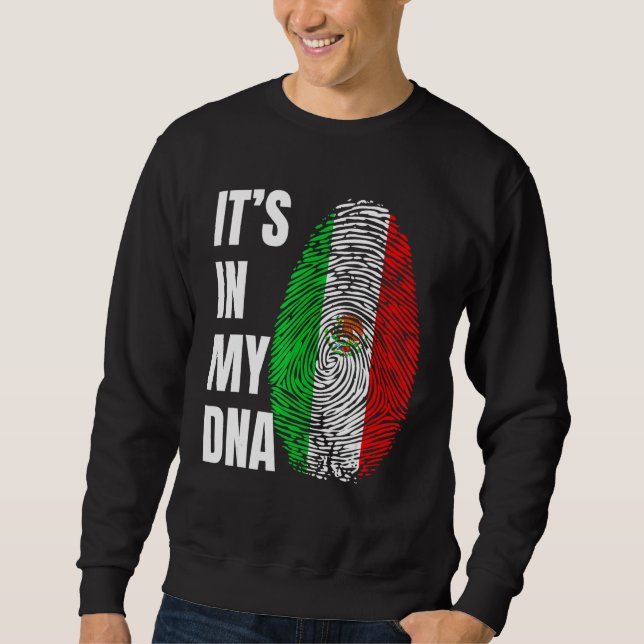 Fingerprint DNA Biometry Mexican Flag Mexico Lång Ärmad Tröja (Framsida)