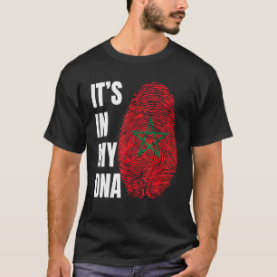 Fingerprint DNA Biometry Moroccan Flagga Marocko T Shirt