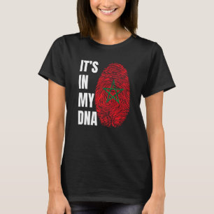 Fingerprint DNA Biometry Moroccan Flagga Marocko T Shirt