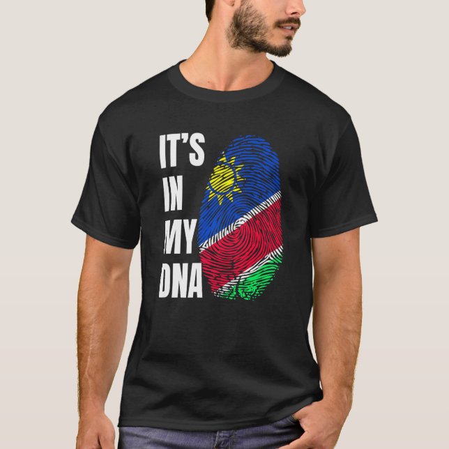 Fingerprint DNA Biometry Namibia Flag   T Shirt (Framsida)