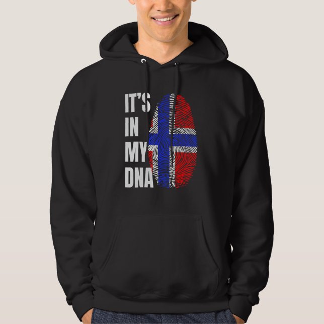 Fingerprint DNA Biometry Norwegian Flag Hoodie (Framsida)