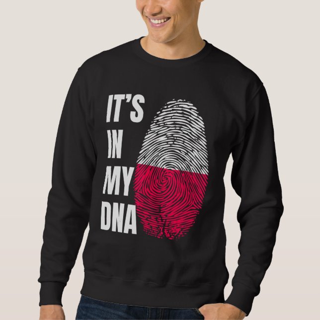 Fingerprint DNA Biometry Polish Flag Poland Lång Ärmad Tröja (Framsida)