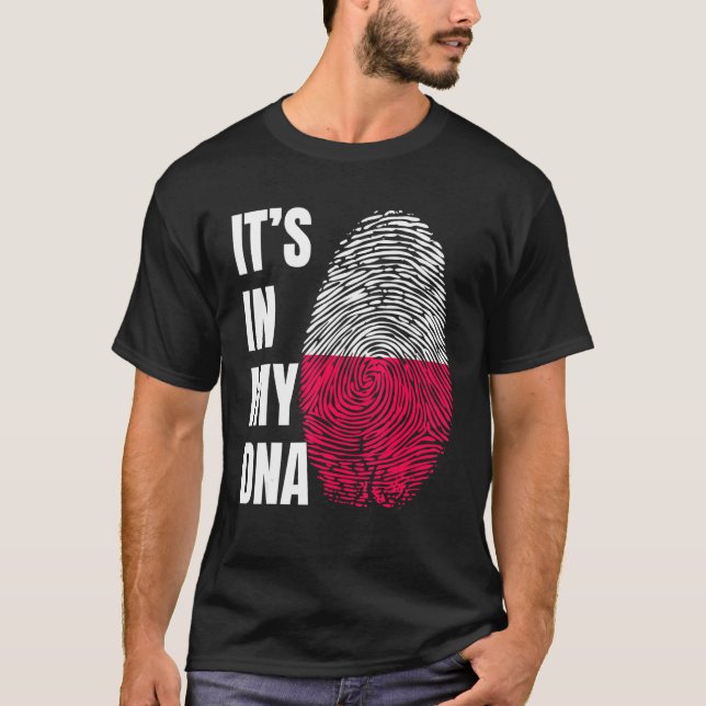 Fingerprint DNA Biometry Polish Flag Poland T Shirt (Framsida)