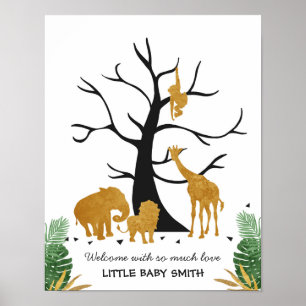 Fingerprint guestbook Träd Safari Animals Jungle Poster
