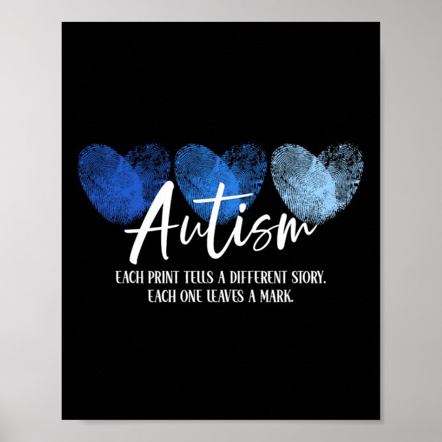 Fingerprint Heart-autism Varje utskrift uppvisar e Poster (Framsidan)