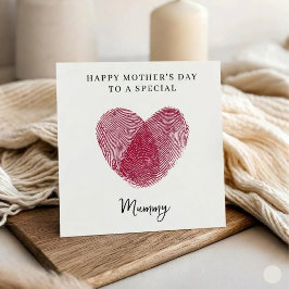 Fingerprint Heart Happy Mother's Day Card Julkort
