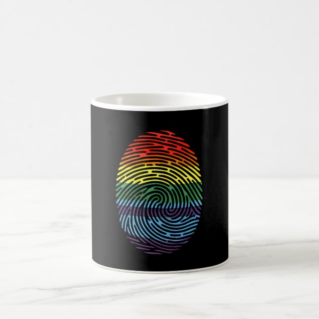 Fingerprint LGBTQ Proud Gay Lesbisk Rainbow Pride Kaffemugg (Center)