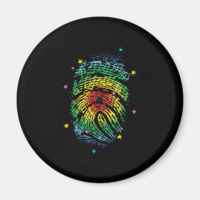 Fingerprint Musik noter Musician Piano Player Pian Magnet (Framsidan)