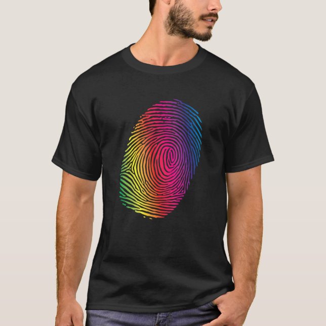 Fingerprint Pride Lgbtq Rainbow Transgender Bisexu T Shirt (Framsida)