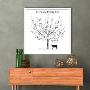 Fingerprint Rustic Cow-familjen Träd Poster