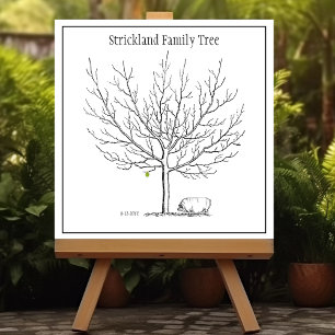 Fingerprint Rustic Hog Family Träd Poster