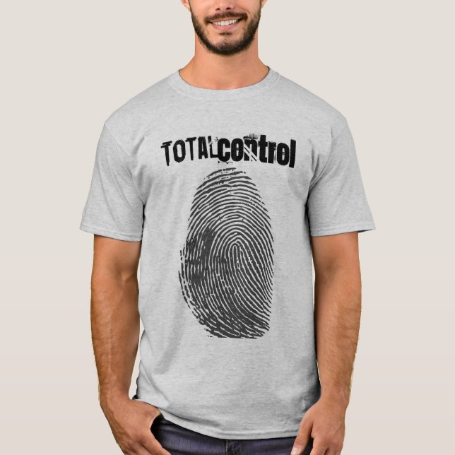 Fingerprint "Total Control" Slogan Social-proteste T Shirt (Framsida)