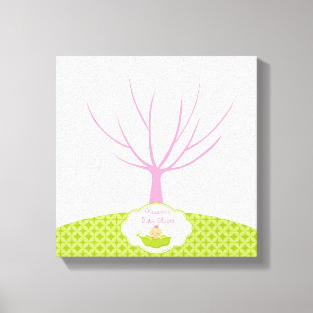 Fingerprint Träd Baby Shower Guestbook Pea-Pod Canvastryck (Framsida)