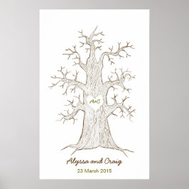 Fingerprint Träd Bröllop Grönt Poster