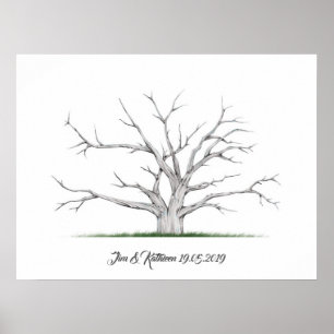 Fingerprint Träd Bröllop Guest bok Poster