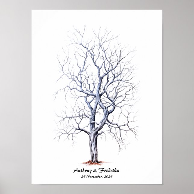 Fingerprint Träd Bröllop Guest Bok Poster (Framsidan)