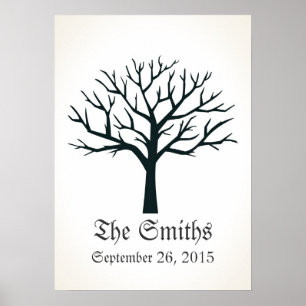 Fingerprint Träd Bröllop Guestbook Poster