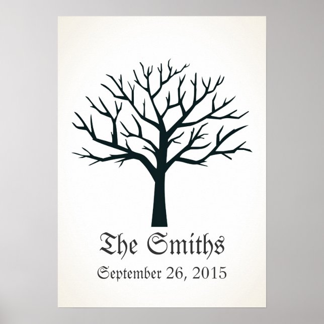 Fingerprint Träd Bröllop Guestbook Poster (Framsidan)
