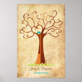 Fingerprint Träd Bröllop - Heartastisk (Vintage) Poster