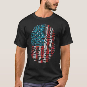 Fingerprint usa American Flagga 4 juli T Shirt