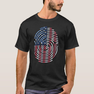 Fingerprint usa American Flagga 4 juli T Shirt