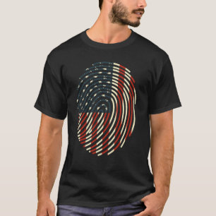 Fingerprint usa American Flagga 4 juli T Shirt
