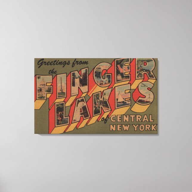 Fingersjöar, New York-Stora Brev-scenen Canvastryck (Framsida)