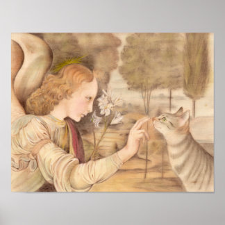 Fingerspetsar och Leonardo da Vinci-katt Poster