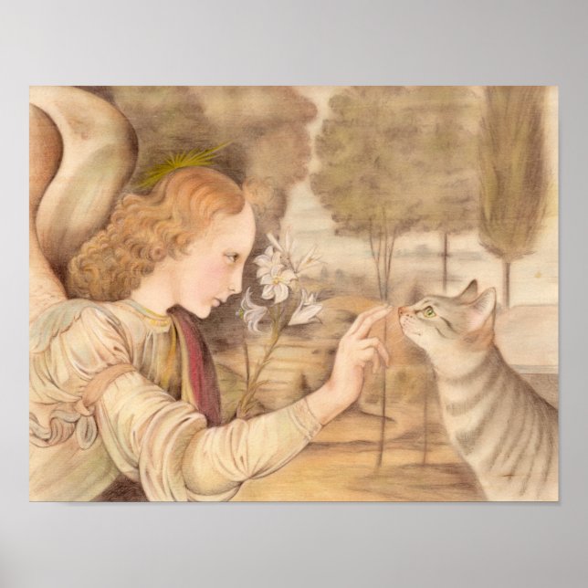 Fingerspetsar och Leonardo da Vinci-katt Poster (Framsidan)