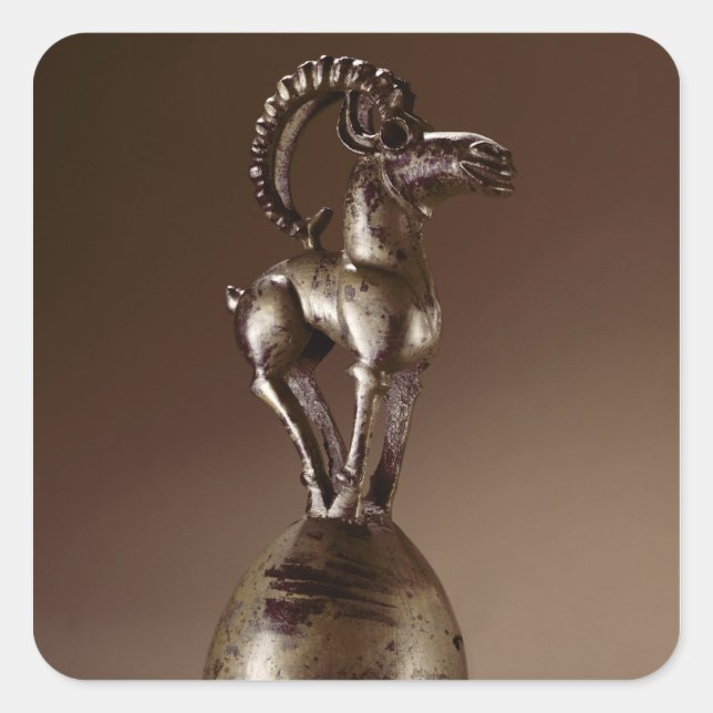 Finial med en bergsfår fyrkantigt klistermärke (Framsida)