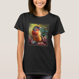 Fink fågel trädgård blommor målning husdjur mamma  t shirt