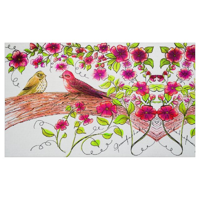 Finkar på våren tyg (Fat Quarter)