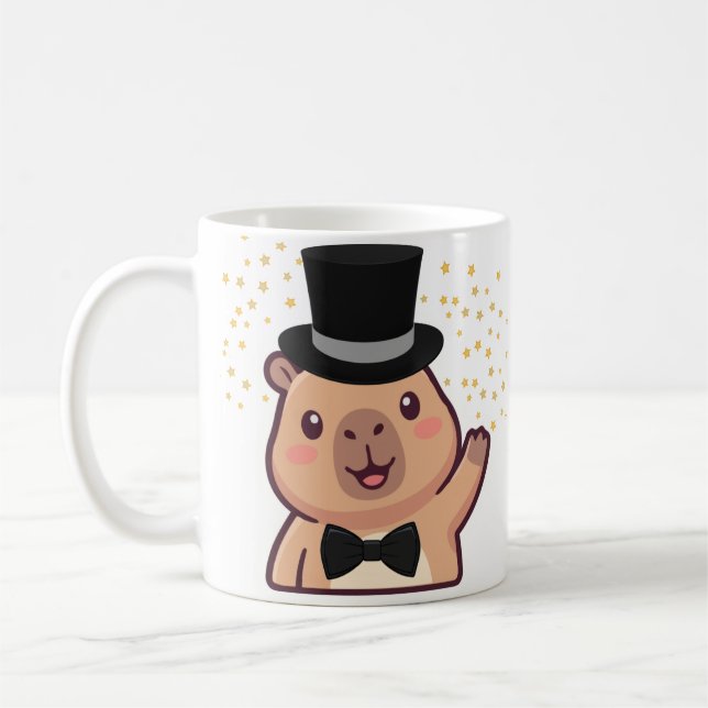 Finklintad Capybara-mugg med topp hatt Kaffemugg (Vänster)