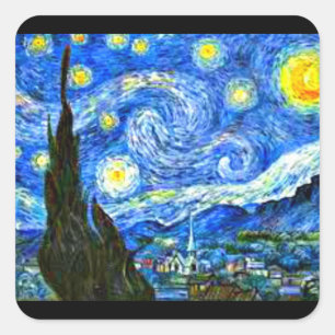 Finkonst-dekal, Van Gogh, stjärnmörker Fyrkantigt Klistermärke