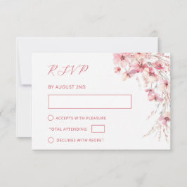 Finkonst Rosa Boho Blommig Bröllop OSA Kort