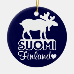 Finland älgprydnad julgransprydnad keramik
