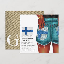 Finland Denim Flickas Examenfest Invitation Inbjudningar