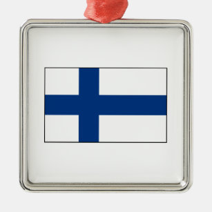 Finland - finlandssvensk flagga julgransprydnad metall
