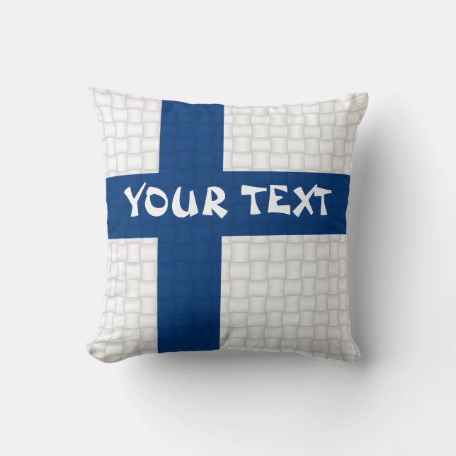 Finland finlandssvensk flagga: TILLFOGA TEXT Kudde (Framsida)