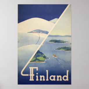 Finland Finnist Vintage resor Poster
