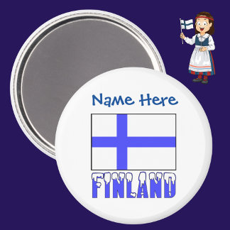 Finland Finsk Flagga Blå Personalisering Magnet