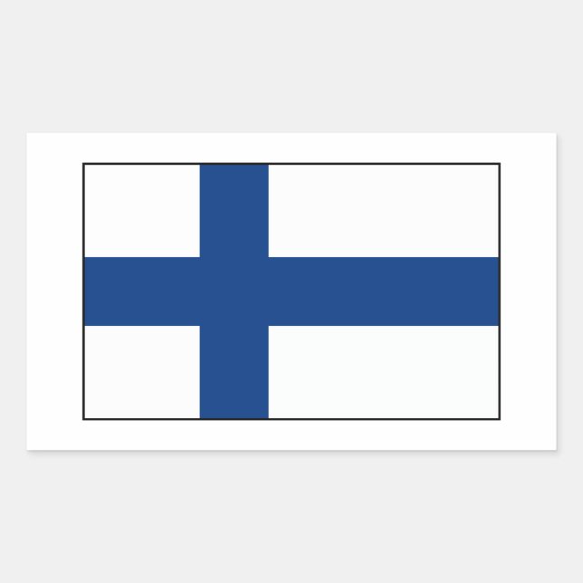 Finland - Finska Flagga Rektangulärt Klistermärke (Framsida)
