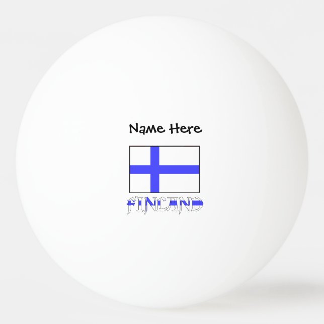 Finland Finska Flagga Svart Personalisering Pingisboll (Framsidan)