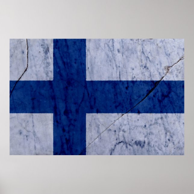 Finland Flag Marble Stone Wall Poster (Framsidan)