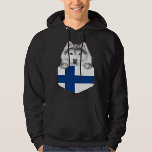 Finland Flag Siberisk Husky Hund I Fickan Hoodie