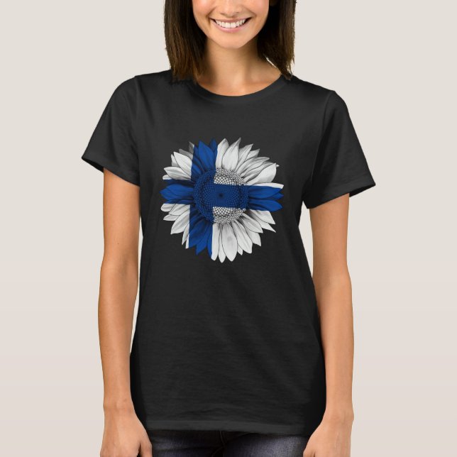 Finland Flag Sunflower Finn Roots Proud Patriotic T Shirt (Framsida)